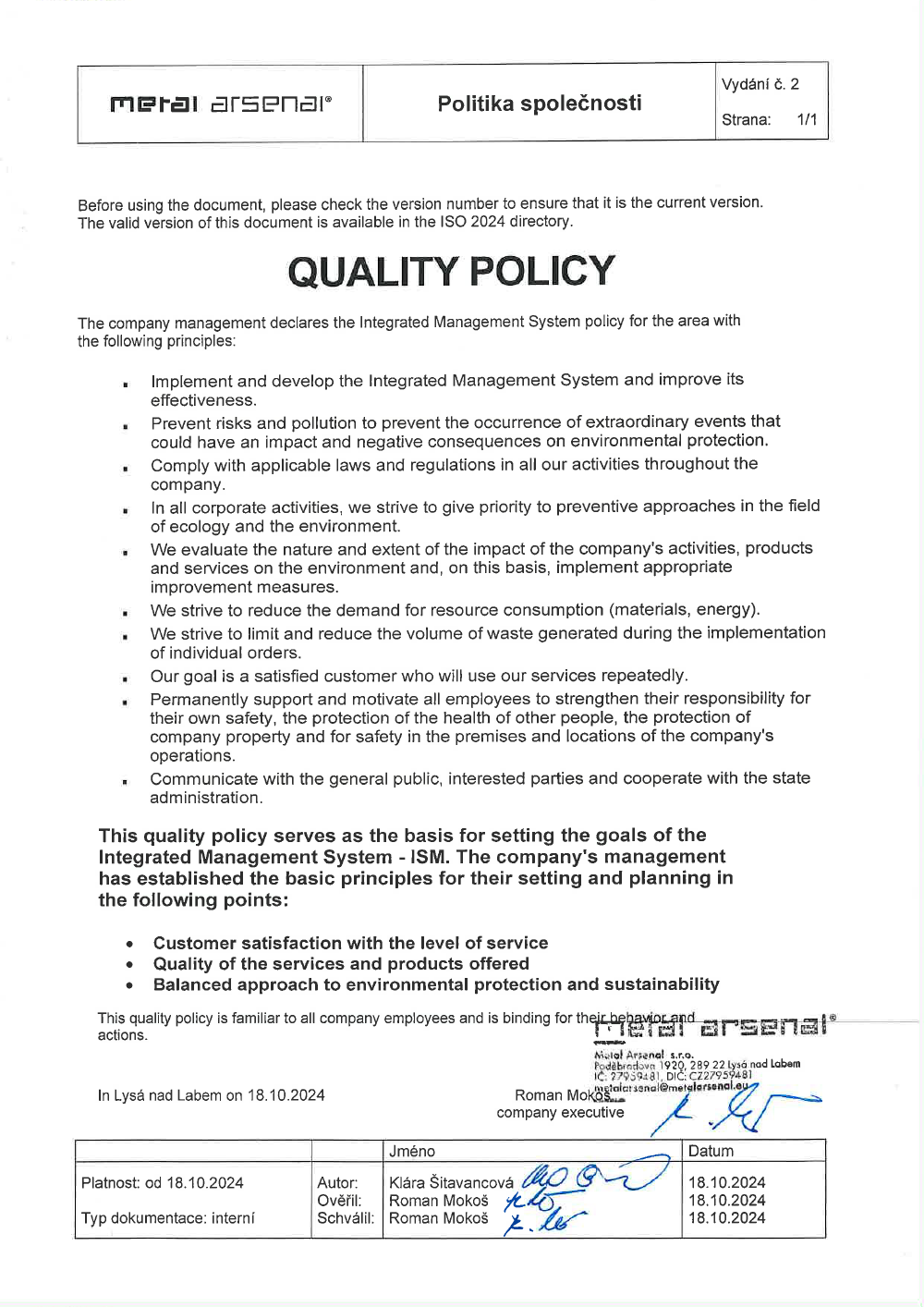 Quality policy